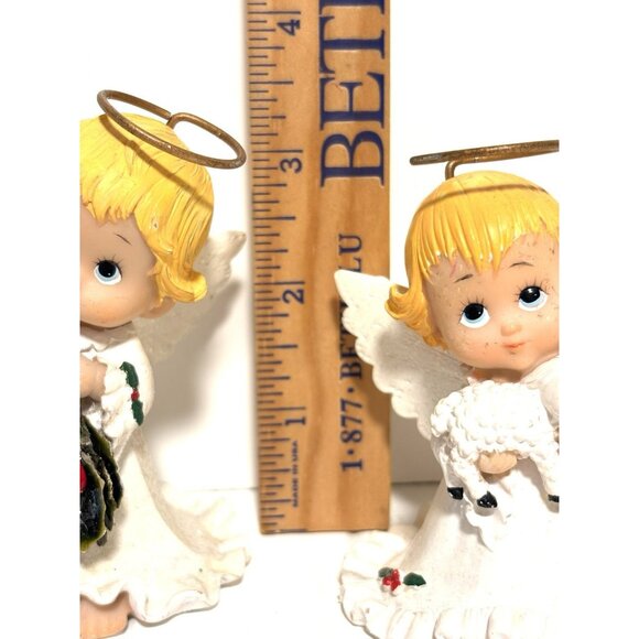2 Holly Babe Angels By Ruth Moorhead For Enesco Children Baby Angels Christmas - Picture 6 of 7